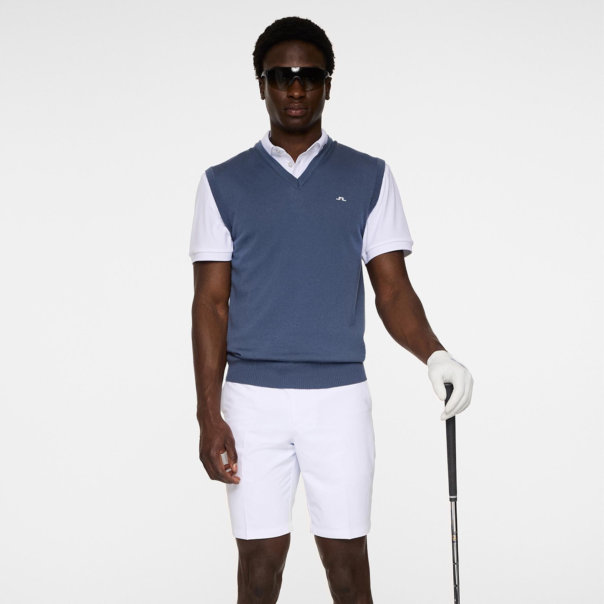 J Lindeberg Liam Knitted Mens Golf Vest Vintage Indigo